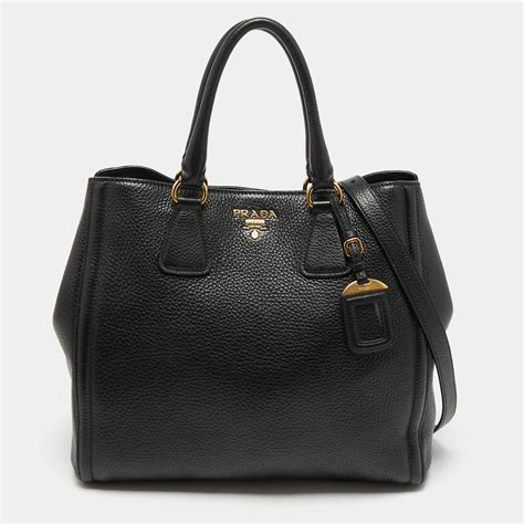 prada daino tote black|Prada vitello daino bag.